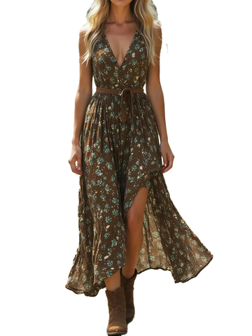 Boho Western Floral Tank Dress