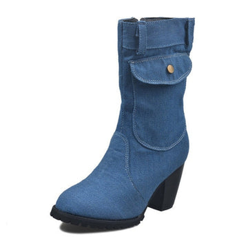 Women Pointed Denim Boots