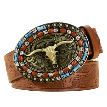 Longhorn Bull Cowboy Belt
