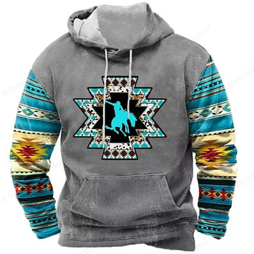 Men Vintage Cowboy Hoodie