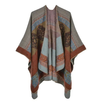 Knitted Printed Poncho