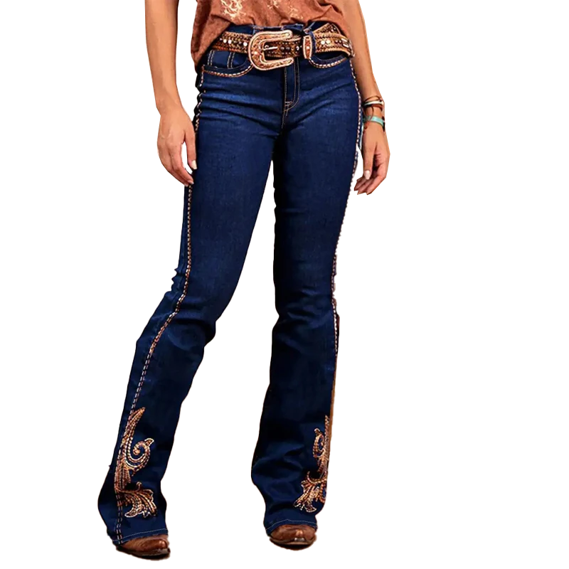 Boot-Cut Denim Embroidered Stretch & Comfortable Western Jeans