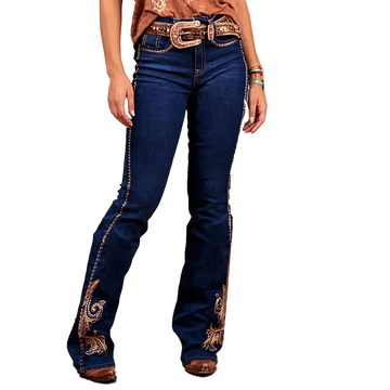 Boot-Cut Denim Embroidered Stretch & Comfortable Western Jeans