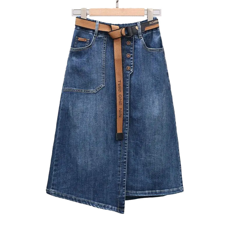 Irregular High-Waisted A-Line Wrap Skirt