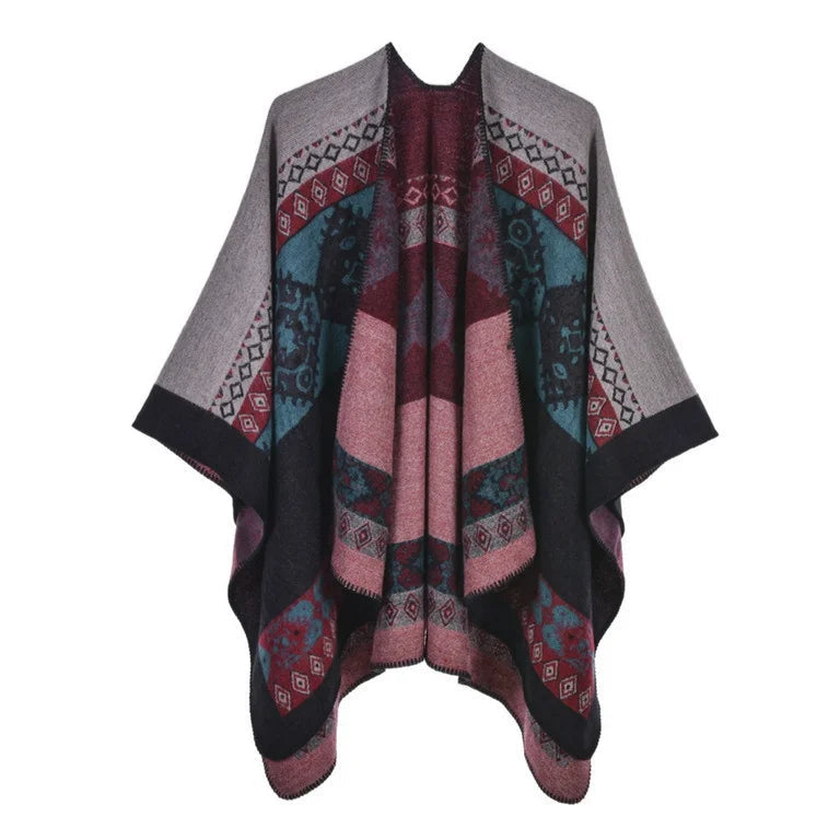 Knitted Printed Poncho