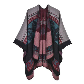 Knitted Printed Poncho