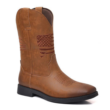 Men Mid-Calf Leather Boots