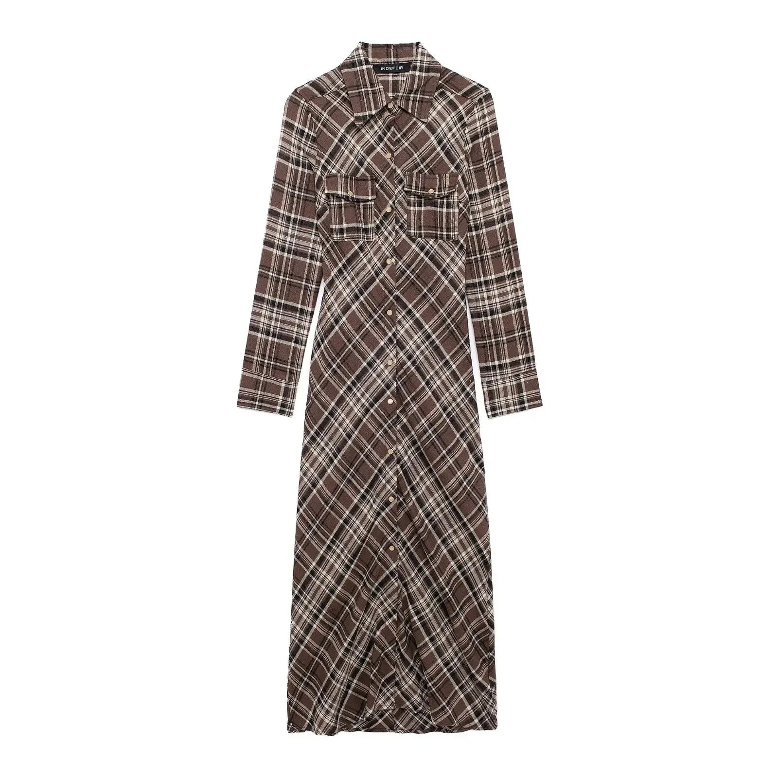 Plaid Long-Sleeve Dress