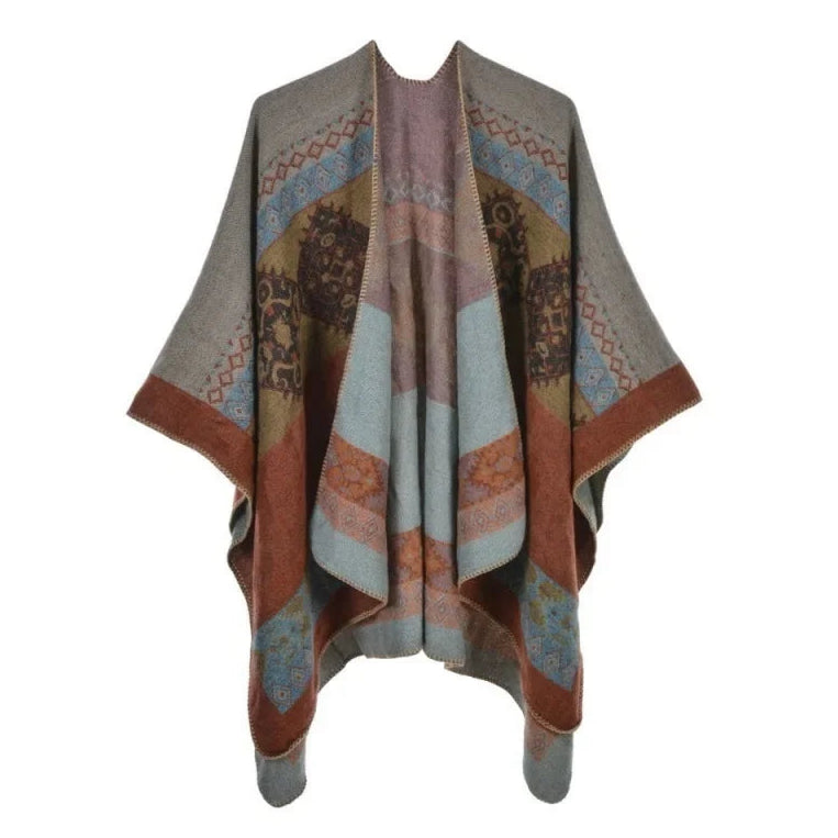 Knitted Printed Poncho