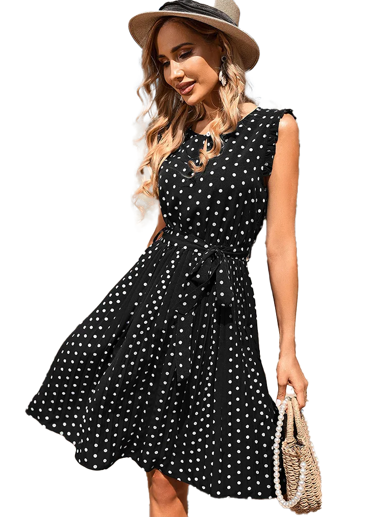 Troggy Women’s Polka Dot Pleated Mini Dress